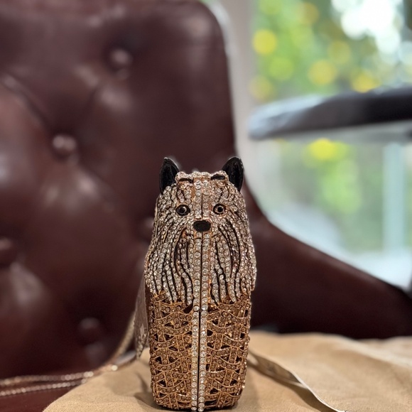 Yorkie Swarovski Austrian Crystal Mini Clutch Minauderie - Picture 3 of 11